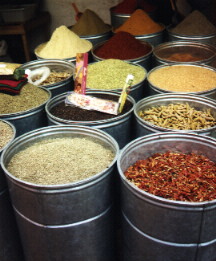 a spice stall in Morocco