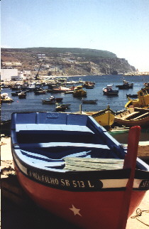 Brightly painted fishing boats